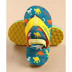 Cute Walk by Babyhug Flip Flops with Back Strap Dino Print - Blue