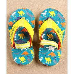 Cute Walk by Babyhug Flip Flops with Back Strap Dino Print - Blue