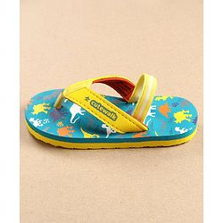 Cute Walk by Babyhug Flip Flops with Back Strap Dino Print - Blue