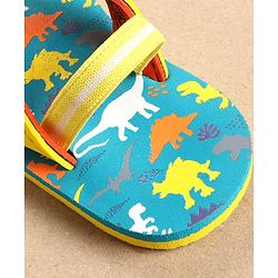 Cute Walk by Babyhug Flip Flops with Back Strap Dino Print - Blue