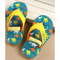 Cute Walk by Babyhug Flip Flops with Back Strap Dino Print - Blue