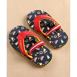 Cute Walk by Babyhug Flip Flops with Back Strap Ship Print - Blue
