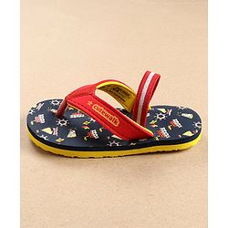 Cute Walk by Babyhug Flip Flops with Back Strap Ship Print - Blue