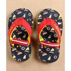 Cute Walk by Babyhug Flip Flops with Back Strap Ship Print - Blue