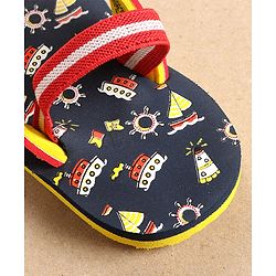 Cute Walk by Babyhug Flip Flops with Back Strap Ship Print - Blue