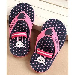 Cute Walk by Babyhug Flip Flops with Back Strap Bunny & Heart Print - Blue