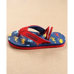 Cute Walk by Babyhug Flip Flops with Back Strap Vehicles Print - Blue