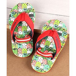 Cute Walk by Babyhug Printed Slip On Flip Flops with Back Strap- Red