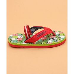 Cute Walk by Babyhug Printed Slip On Flip Flops with Back Strap- Red