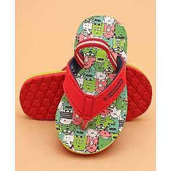 Cute Walk by Babyhug Printed Slip On Flip Flops with Back Strap- Red