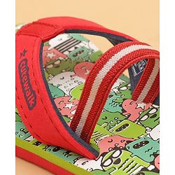 Cute Walk by Babyhug Printed Slip On Flip Flops with Back Strap- Red