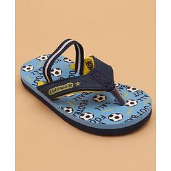 Cute Walk by Babyhug Flip Flops with Back Strap Football Print - Blue