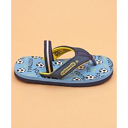 Cute Walk by Babyhug Flip Flops with Back Strap Football Print - Blue