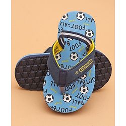 Cute Walk by Babyhug Flip Flops with Back Strap Football Print - Blue