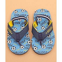 Cute Walk by Babyhug Flip Flops with Back Strap Football Print - Blue