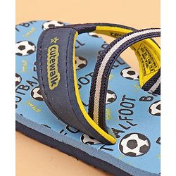 Cute Walk by Babyhug Flip Flops with Back Strap Football Print - Blue