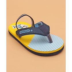Cute Walk by Babyhug Flip Flops with Back Strap Whale Print - Blue