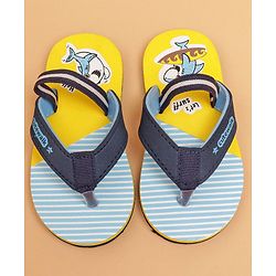 Cute Walk by Babyhug Flip Flops with Back Strap Whale Print - Blue
