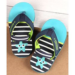 Cute Walk by Babyhug Flip Flops with Back Strap Star Fish Print - Blue