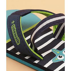 Cute Walk by Babyhug Flip Flops with Back Strap Star Fish Print - Blue