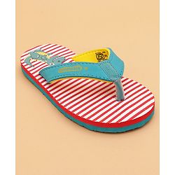 Cute Walk by Babyhug Flip Flops With Dino Print - Red & Green