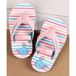 Cute Walk by Babyhug Flip Flops with Back Strap Whale Print - Pink