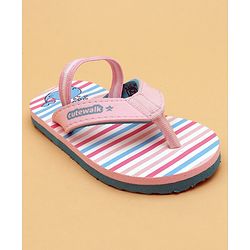 Cute Walk by Babyhug Flip Flops with Back Strap Whale Print - Pink