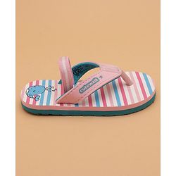 Cute Walk by Babyhug Flip Flops with Back Strap Whale Print - Pink