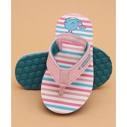 Cute Walk by Babyhug Flip Flops with Back Strap Whale Print - Pink