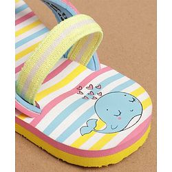 Cute Walk by Babyhug Flip Flops with Back Strap Whale Print - Pink