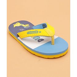 Cute Walk by Babyhug Flip Flops With Dino Print - Yellow & Blue