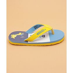 Cute Walk by Babyhug Flip Flops With Dino Print - Yellow & Blue