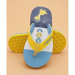 Cute Walk by Babyhug Flip Flops With Dino Print - Yellow & Blue