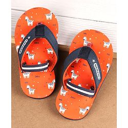 Cute Walk by Babyhug Flip Flops with Back Strap Zebra Print - Orange