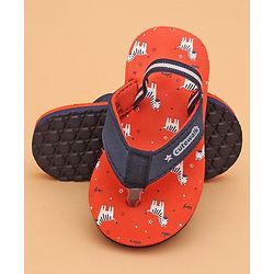 Cute Walk by Babyhug Flip Flops with Back Strap Zebra Print - Orange