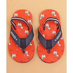 Cute Walk by Babyhug Flip Flops with Back Strap Zebra Print - Orange