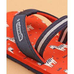 Cute Walk by Babyhug Flip Flops with Back Strap Zebra Print - Orange