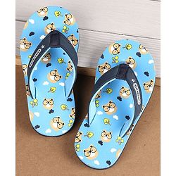 Cute Walk by Babyhug Flip Flops with Back Strap Teddy Print - Blue