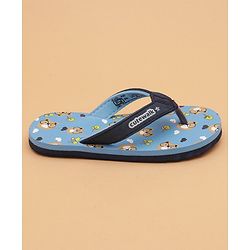 Cute Walk by Babyhug Flip Flops with Back Strap Teddy Print - Blue