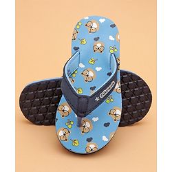 Cute Walk by Babyhug Flip Flops with Back Strap Teddy Print - Blue