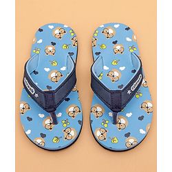 Cute Walk by Babyhug Flip Flops with Back Strap Teddy Print - Blue