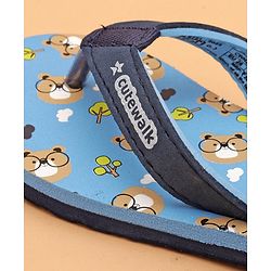 Cute Walk by Babyhug Flip Flops with Back Strap Teddy Print - Blue