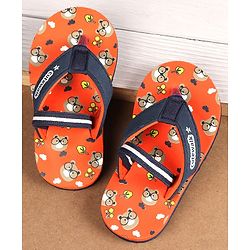 Cute Walk by Babyhug Flip Flops with Back Strap Teddy Print - Orange
