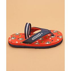 Cute Walk by Babyhug Flip Flops with Back Strap Teddy Print - Orange