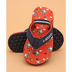 Cute Walk by Babyhug Flip Flops with Back Strap Teddy Print - Orange