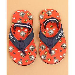 Cute Walk by Babyhug Flip Flops with Back Strap Teddy Print - Orange