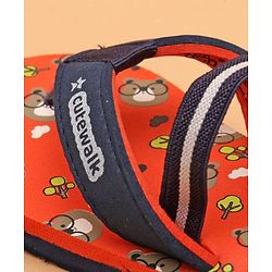Cute Walk by Babyhug Flip Flops with Back Strap Teddy Print - Orange