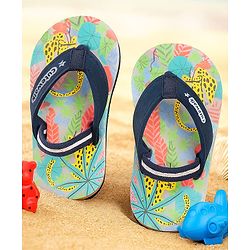 Cute Walk by Babyhug Flip Flops with Back Strap Leopard Print - Blue