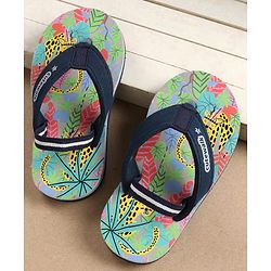 Cute Walk by Babyhug Flip Flops with Back Strap Leopard Print - Blue
