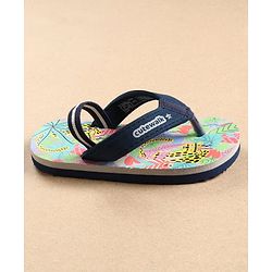 Cute Walk by Babyhug Flip Flops with Back Strap Leopard Print - Blue